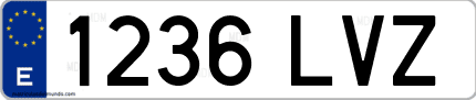 Ejemplo de matrícula de coche ordinaria 1236 LVZ