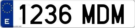 Ejemplo de matrícula española 1236 MDM