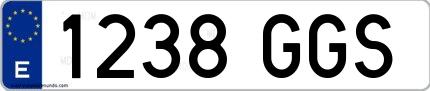Ejemplo de matrícula española 1238 GGS