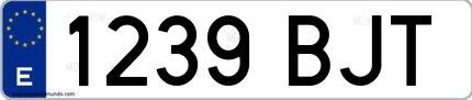 Ejemplo de matrícula española 1239 BJT