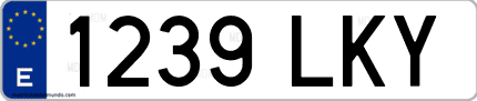 Ejemplo de matrícula de coche ordinaria 1239 LKY