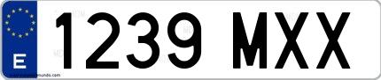 Ejemplo de matrícula española 1239 MXX