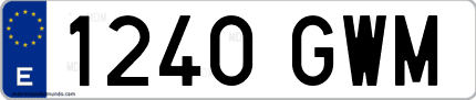 Ejemplo de matrícula de coche ordinaria 1240 GWM