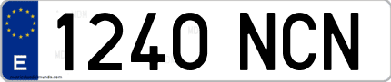 Ejemplo de matrícula de coche ordinaria 1240 NCN