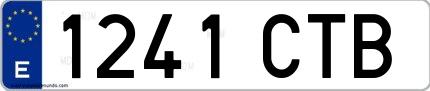 Ejemplo de matrícula española 1241 CTB