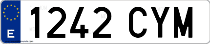 Ejemplo de matrícula de coche ordinaria 1242 CYM