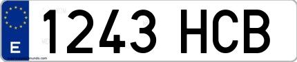Ejemplo de matrícula española 1243 HCB