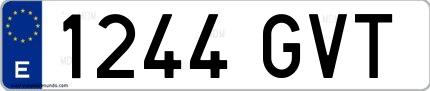 Ejemplo de matrícula española 1244 GVT