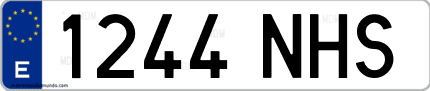 Ejemplo de matrícula de coche ordinaria 1244 NHS