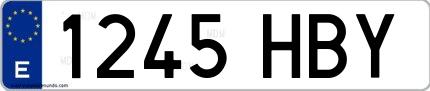 Ejemplo de matrícula española 1245 HBY