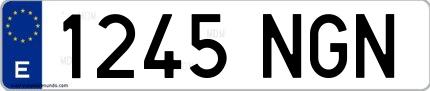 Ejemplo de matrícula española 1245 NGN