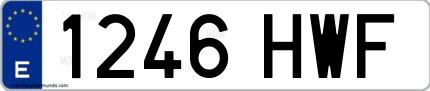 Ejemplo de matrícula española 1246 HWF