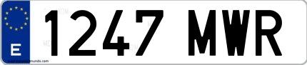 Ejemplo de matrícula española 1247 MWR