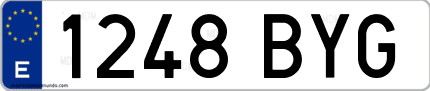 Ejemplo de matrícula de coche ordinaria 1248 BYG