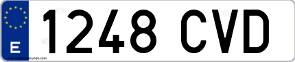 Ejemplo de matrícula de coche ordinaria 1248 CVD