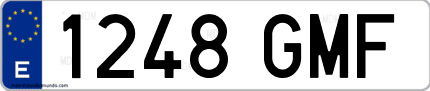 Ejemplo de matrícula de coche ordinaria 1248 GMF