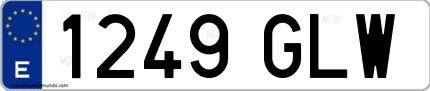 Ejemplo de matrícula española 1249 GLW