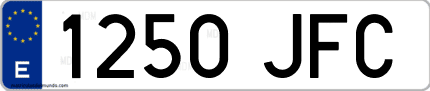 Ejemplo de matrícula de coche ordinaria 1250 JFC