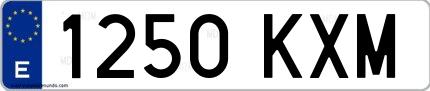 Ejemplo de matrícula española 1250 KXM
