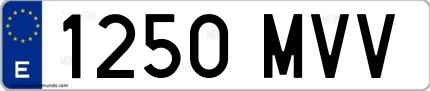 Ejemplo de matrícula española 1250 MVV