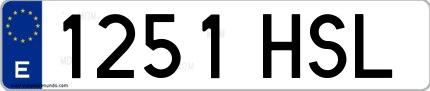 Ejemplo de matrícula española 1251 HSL