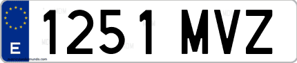 Ejemplo de matrícula de coche ordinaria 1251 MVZ
