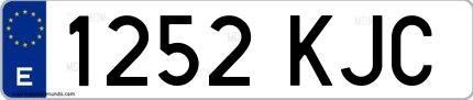 Ejemplo de matrícula española 1252 KJC
