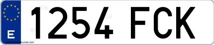 Ejemplo de matrícula española 1254 FCK