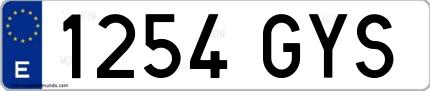 Ejemplo de matrícula española 1254 GYS