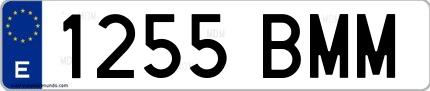 Ejemplo de matrícula española 1255 BMM