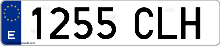 Ejemplo de matrícula de coche ordinaria 1255 CLH
