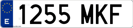 Ejemplo de matrícula de coche ordinaria 1255 MKF