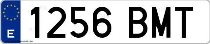 Ejemplo de matrícula española 1256 BMT