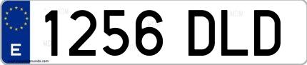 Ejemplo de matrícula española 1256 DLD