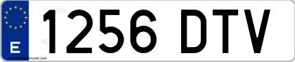 Ejemplo de matrícula española 1256 DTV