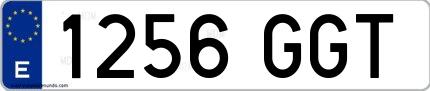 Ejemplo de matrícula española 1256 GGT
