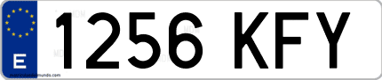 Ejemplo de matrícula de coche ordinaria 1256 KFY