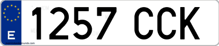 Ejemplo de matrícula de coche ordinaria 1257 CCK