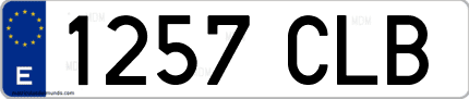 Ejemplo de matrícula de coche ordinaria 1257 CLB