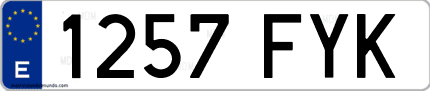 Ejemplo de matrícula de coche ordinaria 1257 FYK