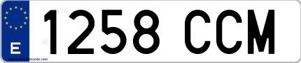 Ejemplo de matrícula española 1258 CCM