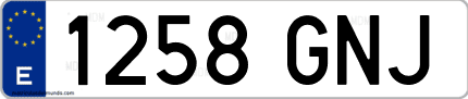 Ejemplo de matrícula de coche ordinaria 1258 GNJ