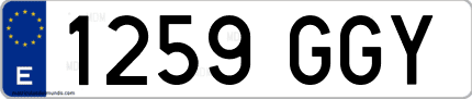 Ejemplo de matrícula de coche ordinaria 1259 GGY