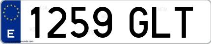 Ejemplo de matrícula española 1259 GLT