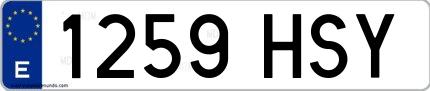 Ejemplo de matrícula española 1259 HSY