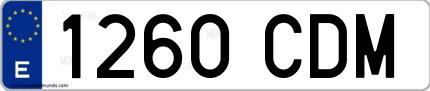 Ejemplo de matrícula española 1260 CDM