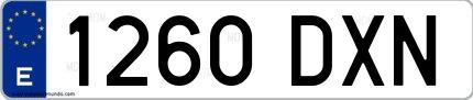 Ejemplo de matrícula española 1260 DXN