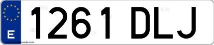 Ejemplo de matrícula española 1261 DLJ