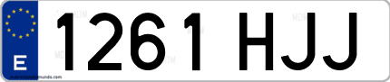 Ejemplo de matrícula de coche ordinaria 1261 HJJ
