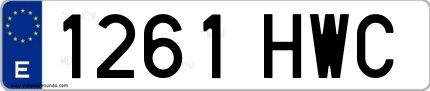 Ejemplo de matrícula española 1261 HWC